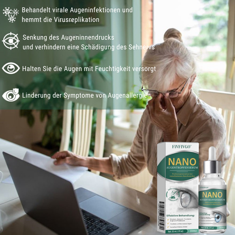 Fivfivgo® Nano Augentropfen-Serum 👩‍⚕️ Empfohlen vom Royal College of Ophthalmologists (Geeignet für Presbyopie, trockenes Auge, Glaukom und Katarakt)